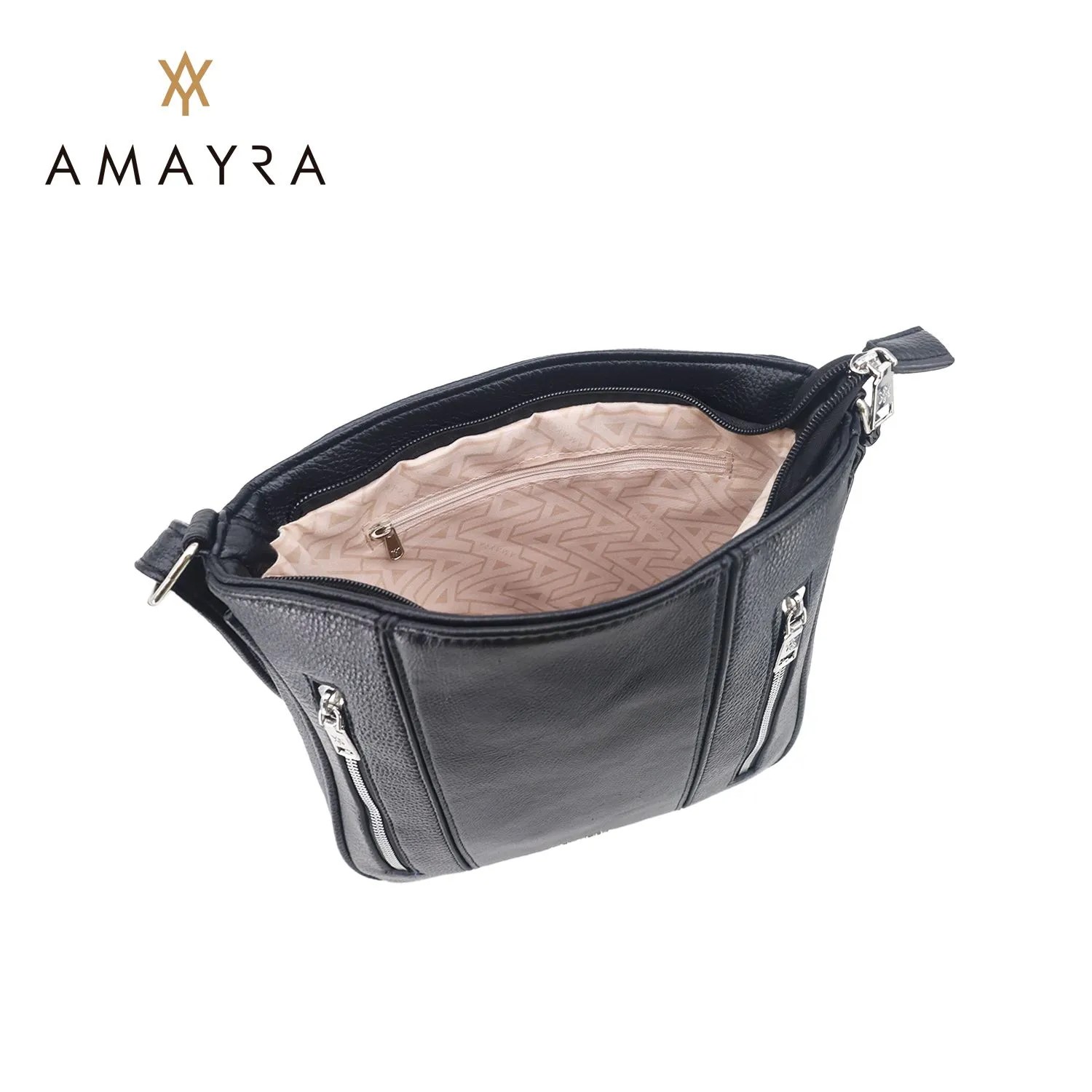 BANDOLERA CARTERA CIERRE SUP + 2 FRONTALES 27*26*7 NEGRA