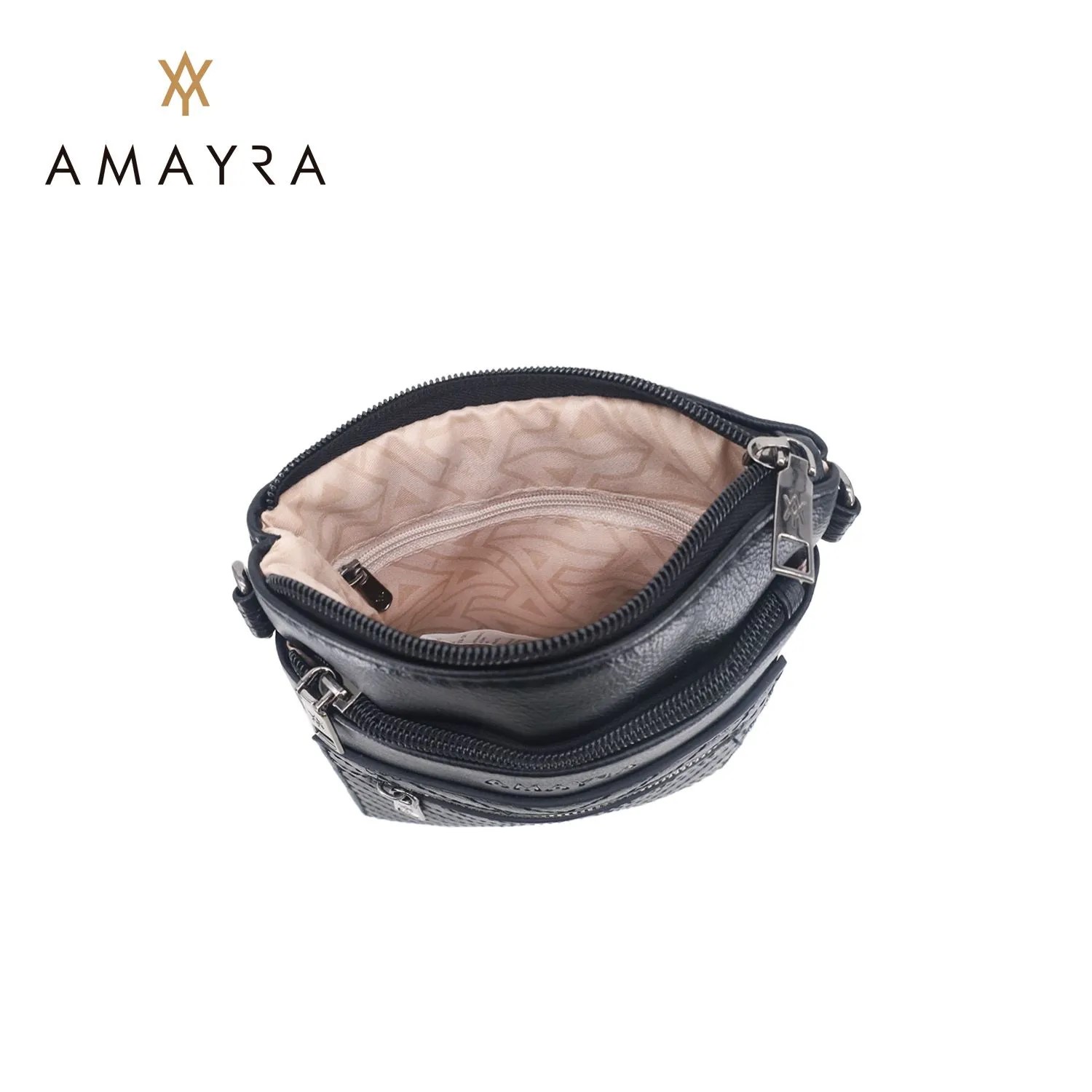 BANDOLERA 3 CIERRES Y TEXTURA FRONTAL 21*18*4 NEGRA