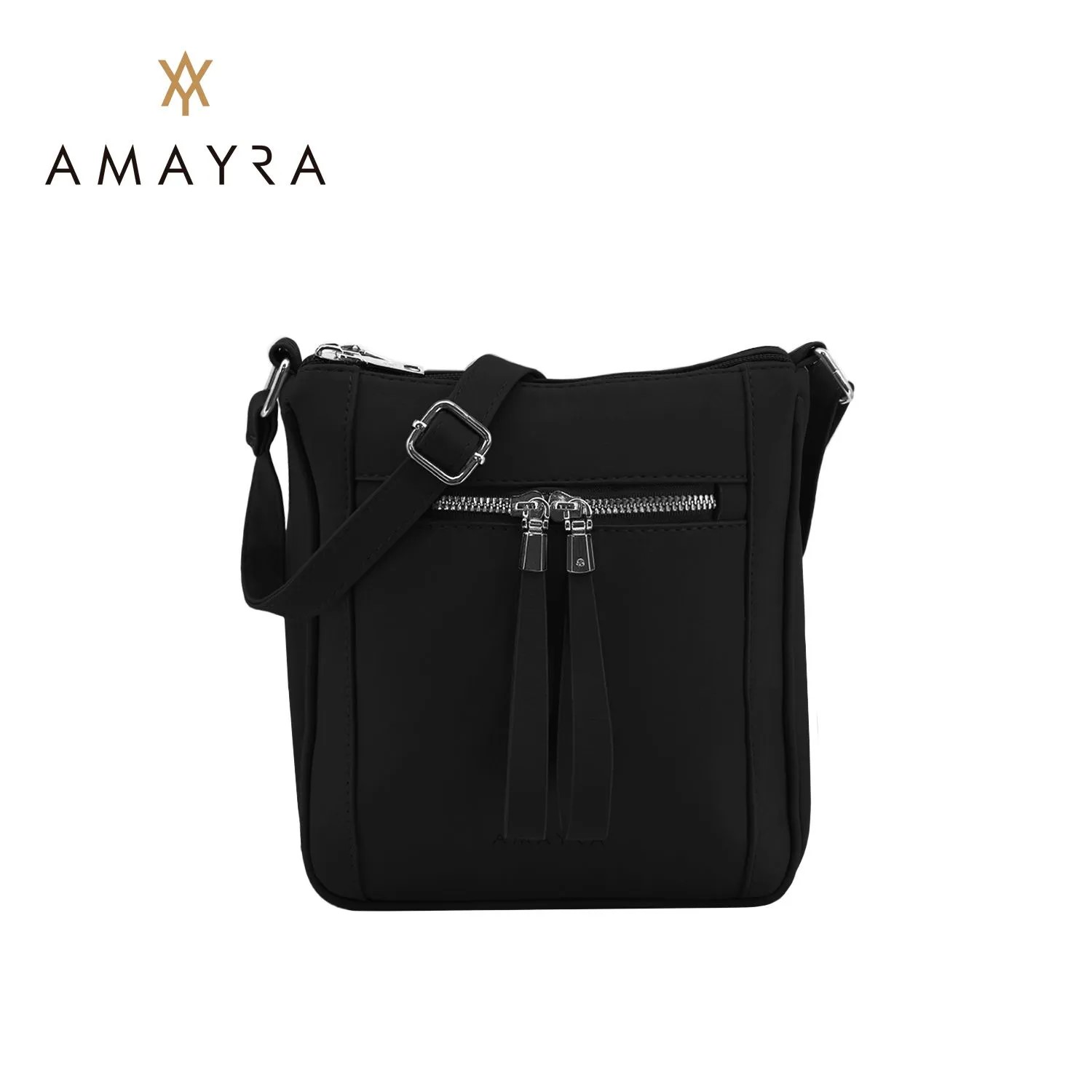 BANDOLERA CARTERA AMAYRA DETALLE DELANTERO 22*20*7 NEGRA