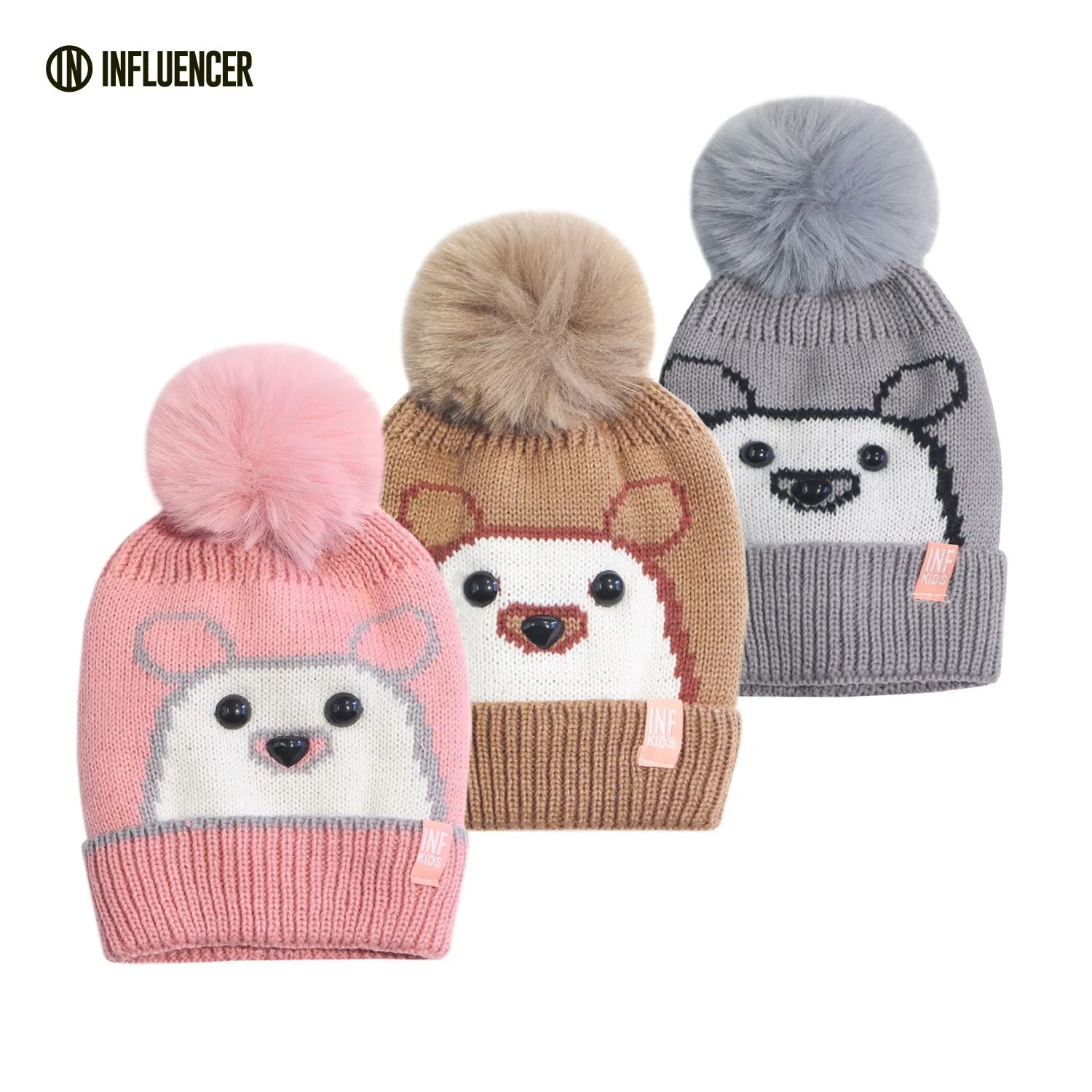 GORRO INFLUENCER CARITA OSO CON INTERIOR DE PIEL