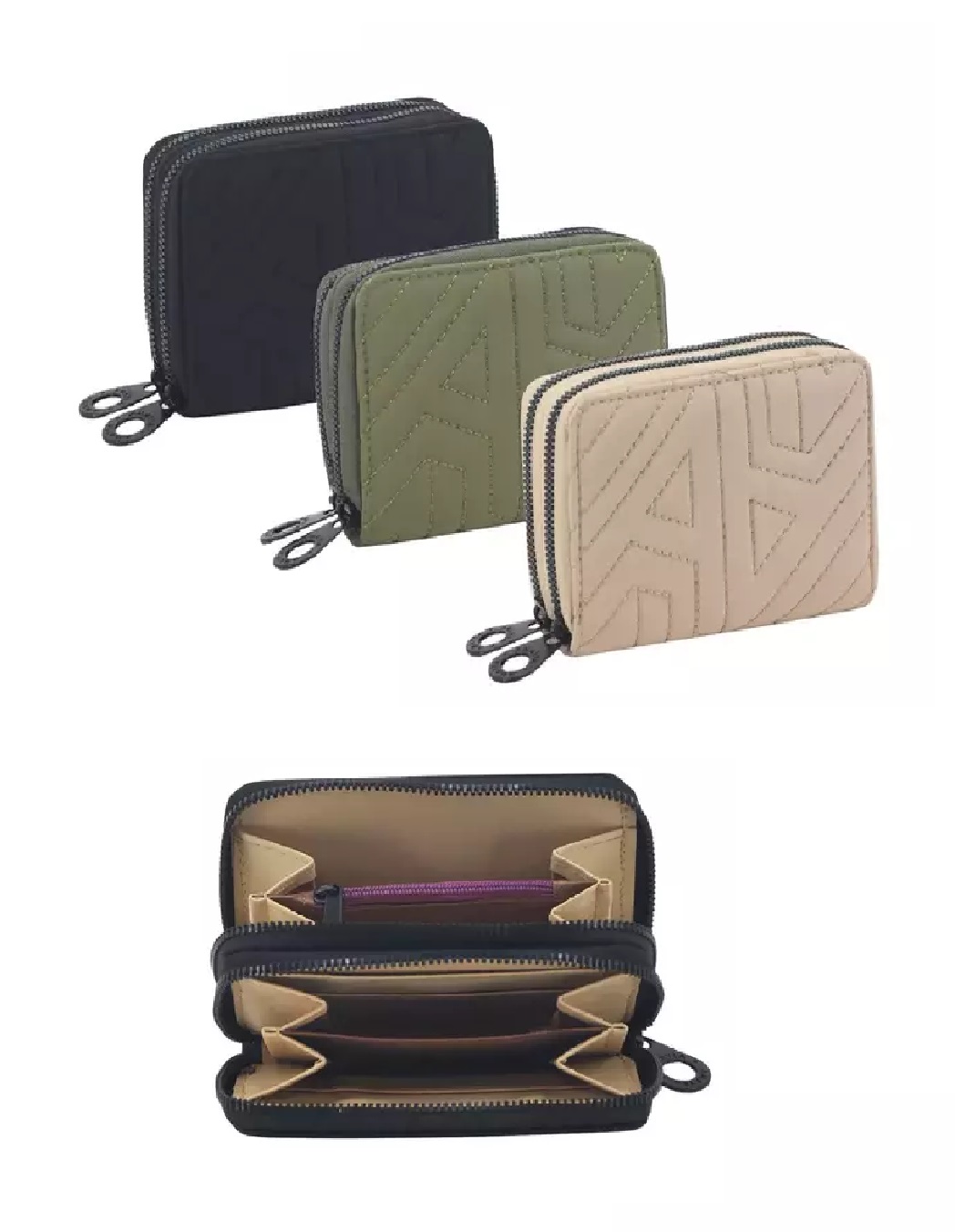 BILLETERA AMAYRA C/COSTURA 2 CIERRE 10X14X4CM