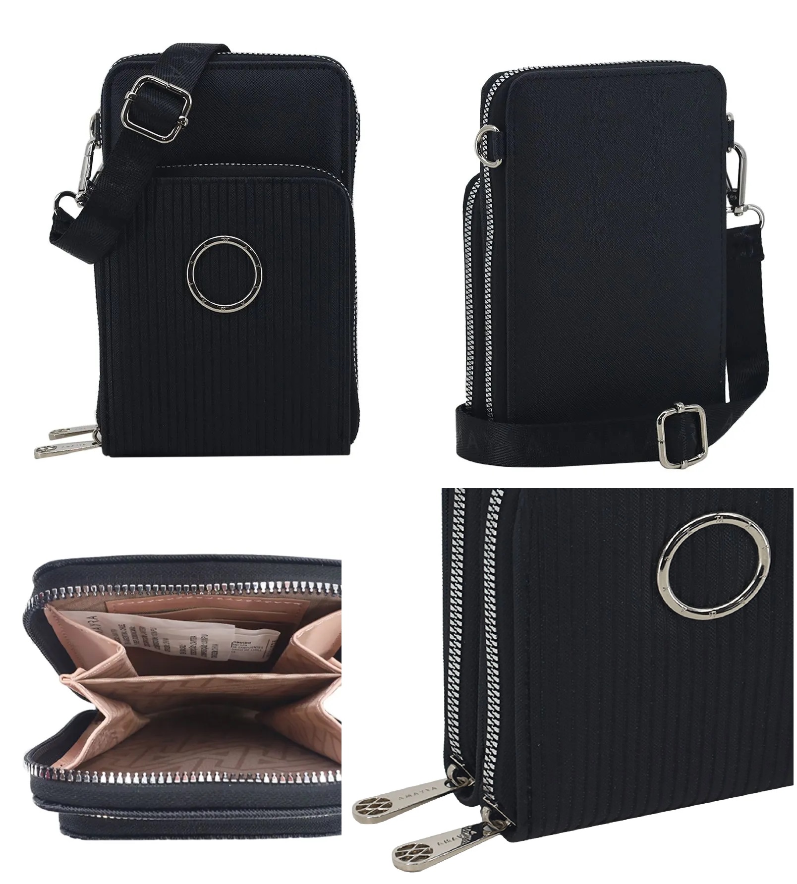 BANDOLERA PORTACELULAR AMAYRA 17.5*11 NEGRA