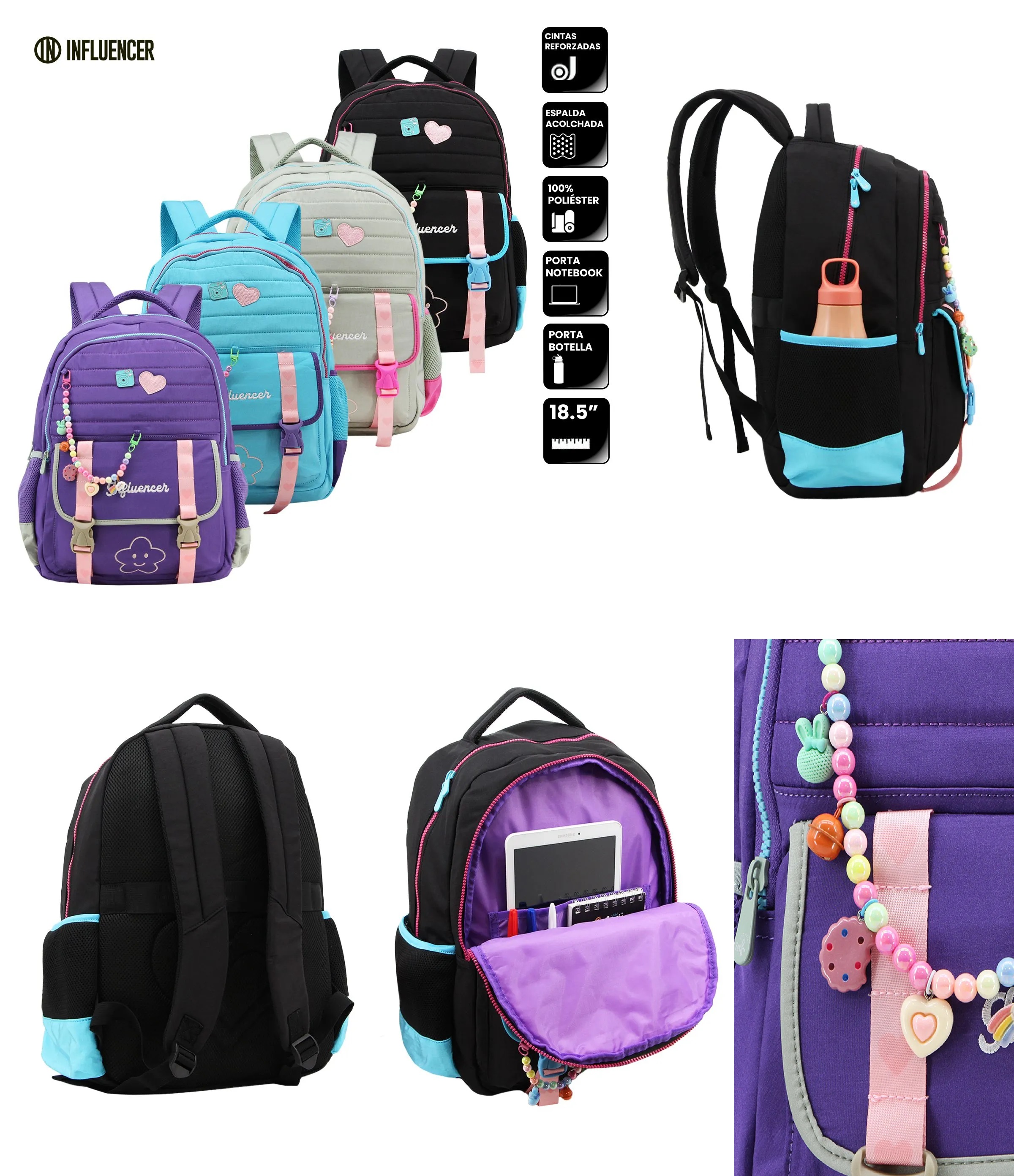 MOCHILA INFLUENCERR C/TIRA TIPO COLLAR 47*33