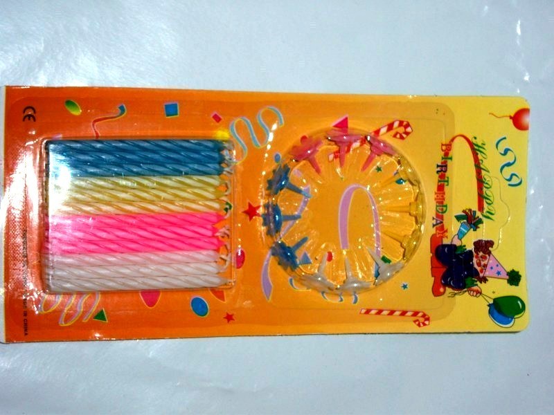 VELAS FELIZ CUMPLE X 24 UNID + ROSETAS EN BLISTER