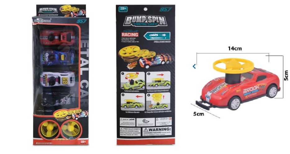 AUTOS X 4 PULLSTRING C/HELICE 35X14CM