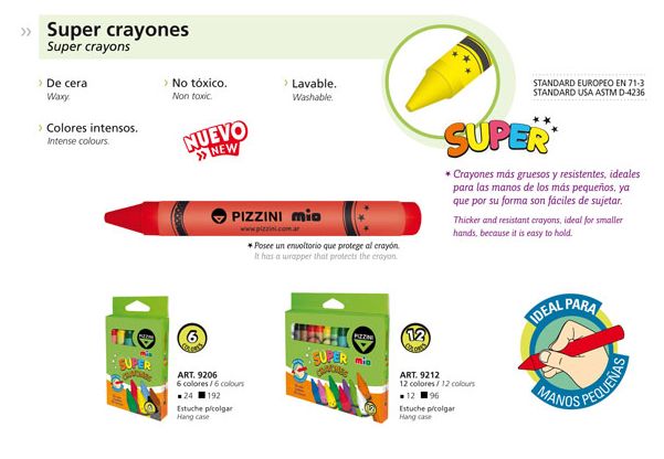 CRAYON GORDO LAVABLE X 6 PIZZINI