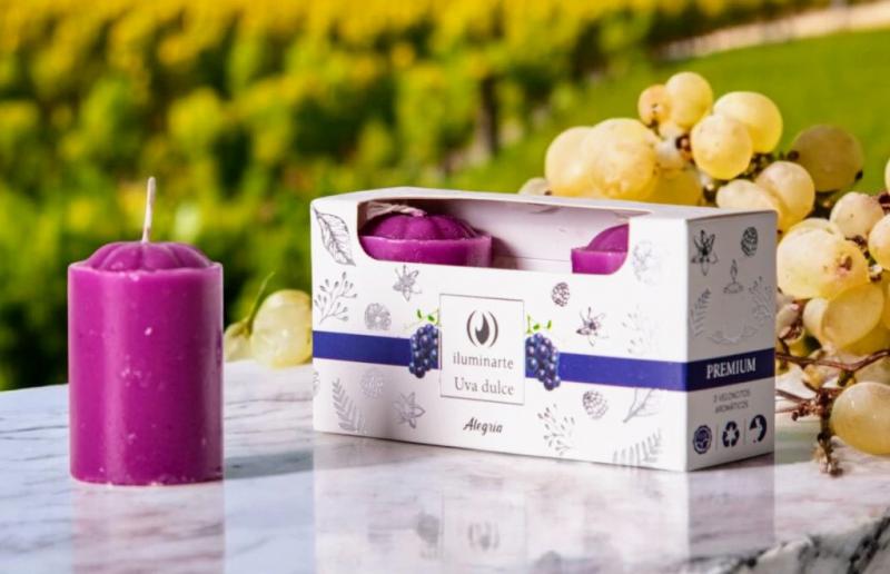 VELA AROMATICAS 5CM X 3 EN CAJA UVA DULCE