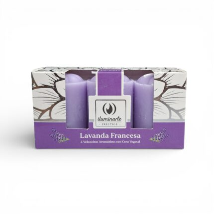 VELA AROMATICAS 5CM X 3 EN CAJA LAVANDA FRANCESA