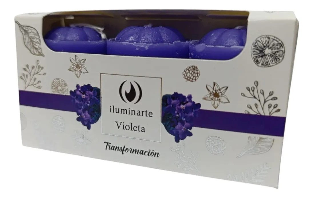 VELA AROMATICAS 5CM X 3 EN CAJA VIOLETA