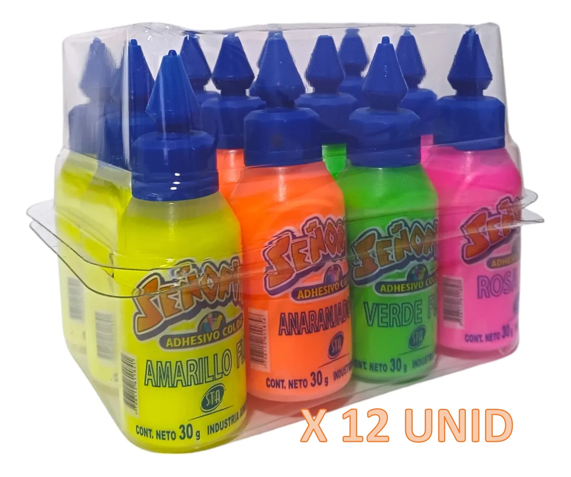 ADHESIVO FLUO 30 GRS-12 UNID SEÑORITA